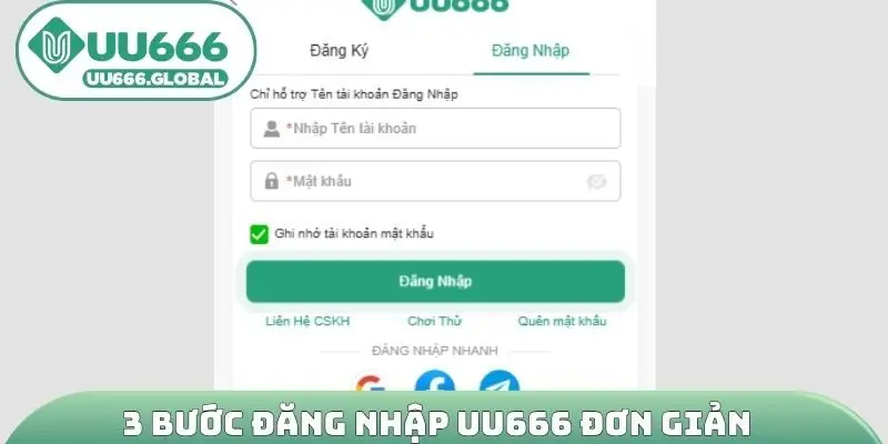 3 bước đăng nhập UU666 đơn giản và nhanh chóng