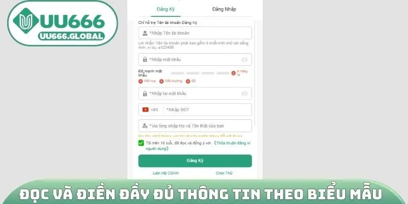 Đọc và điền đầy đủ thông tin theo biểu mẫu